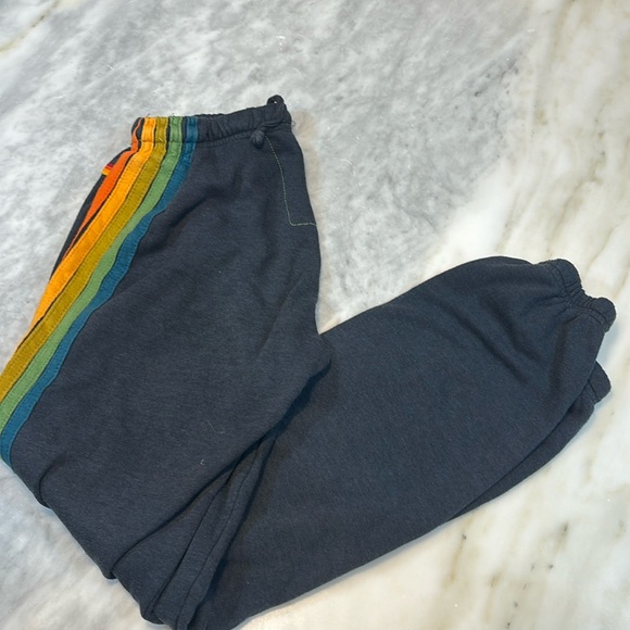 Aviator Nation Charcoal Rainbow Stripe Sweatpants Womens S - Picture 1 of 6